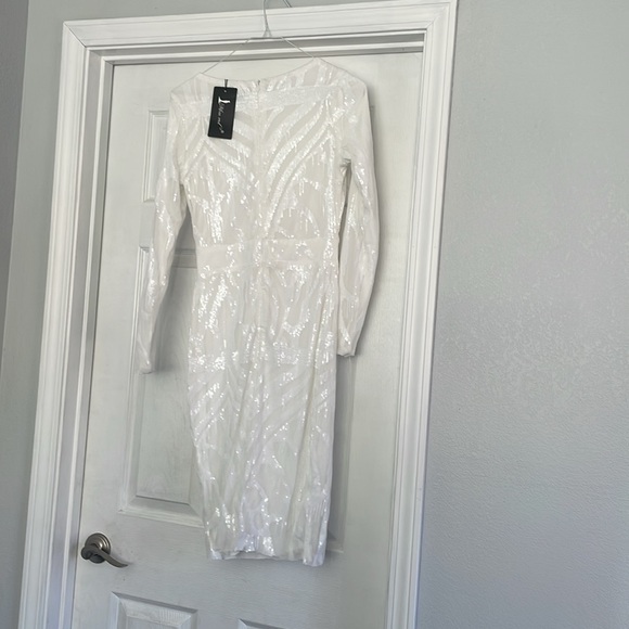 White Sequin Midi Dress - Picture 3 of 4